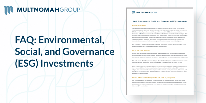 New FAQ: ESG Investments